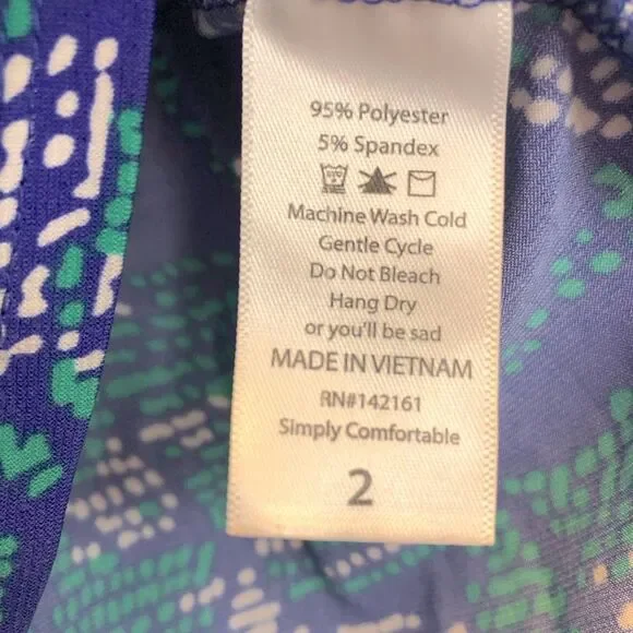 LuLaRoe blue/teal/white geometric print mae dress, size 2 (2-4) - Picture 5 of 7